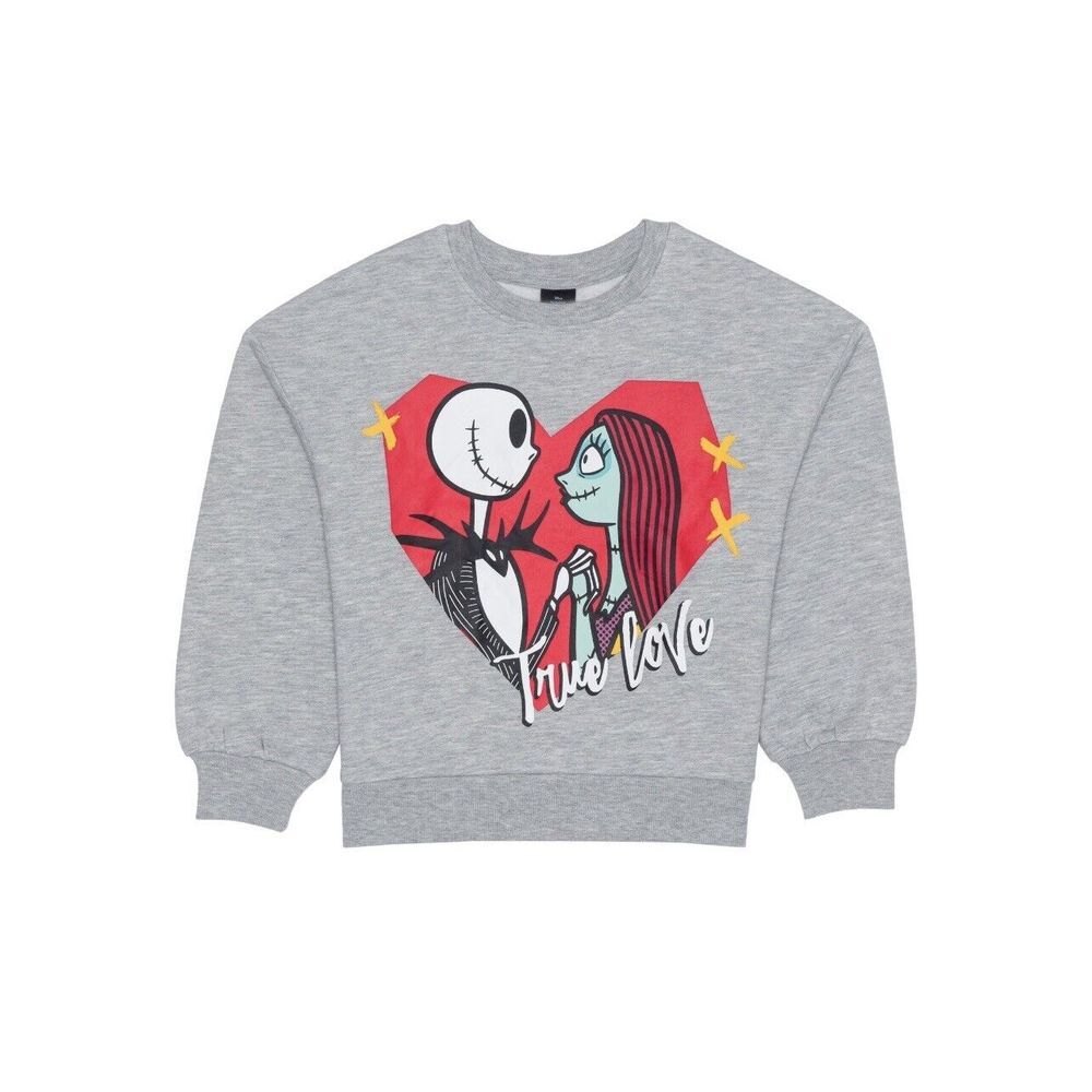Nightmare Before Christmas Valentines Gray‎ Sweat Shirt Girls 14/16 XL NWT